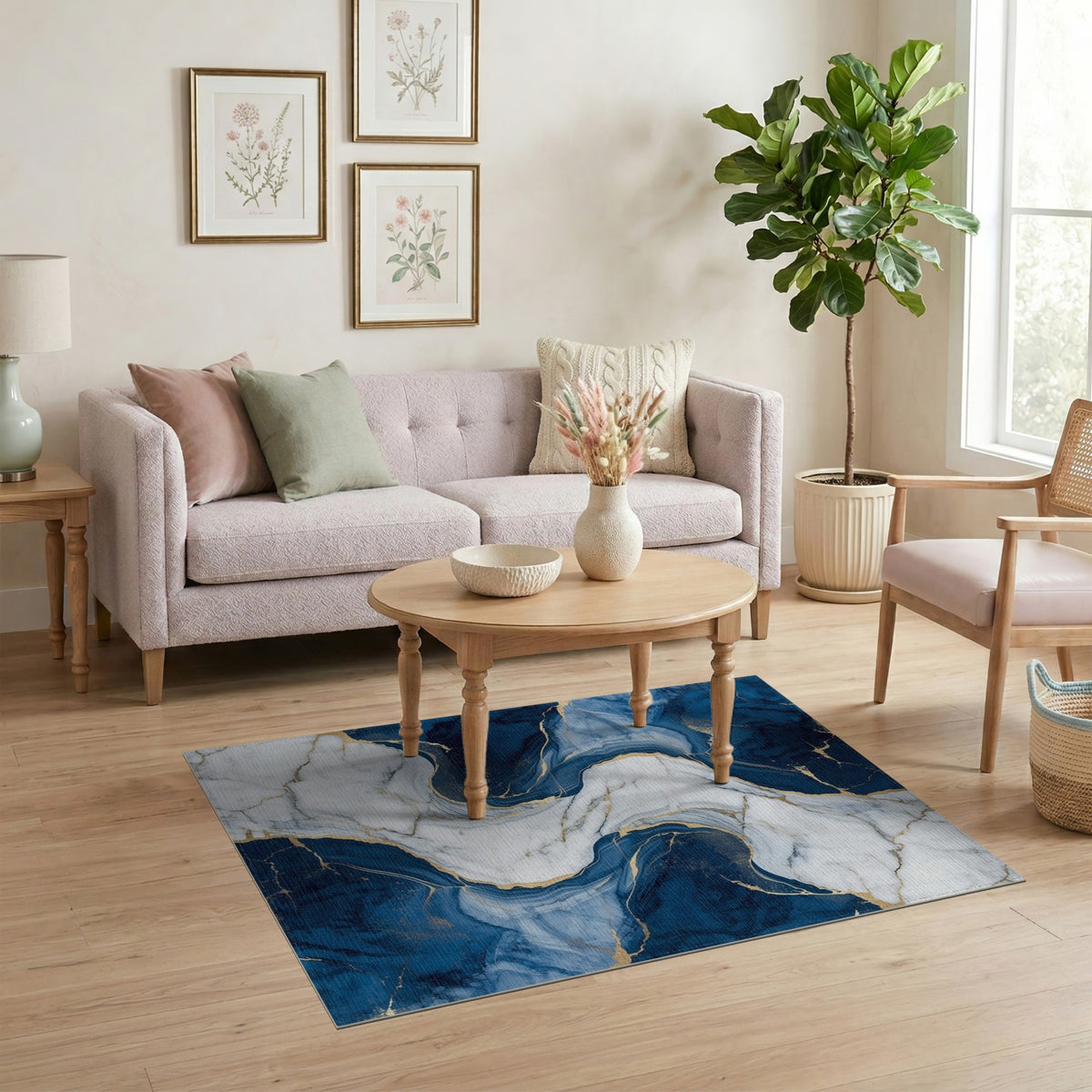 Navy Blue and Teal Navy Blue Gold Marble Abstract Area Rug