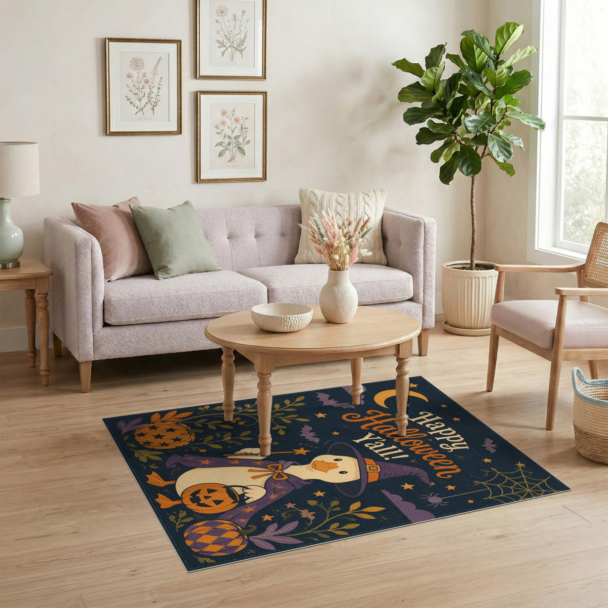 Happy Halloween Duck Witch Area Rug