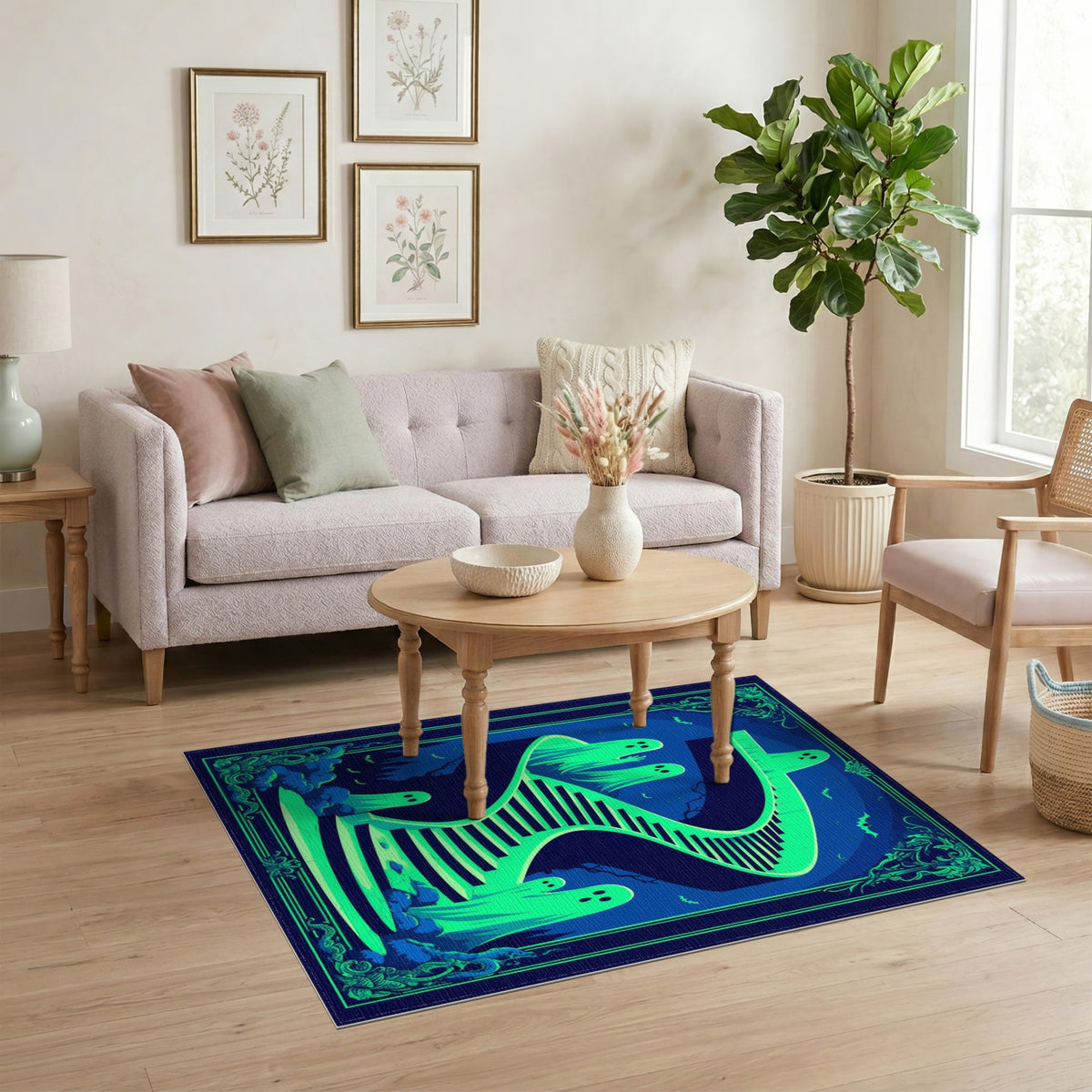 Washable Green Ghost Staircase Area Rug