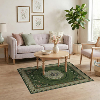 Green Mandala Traditional Persian Area Rug