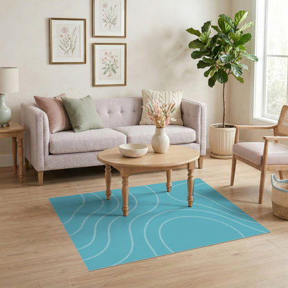 Blue and Teal Coastal Wave Area Rug