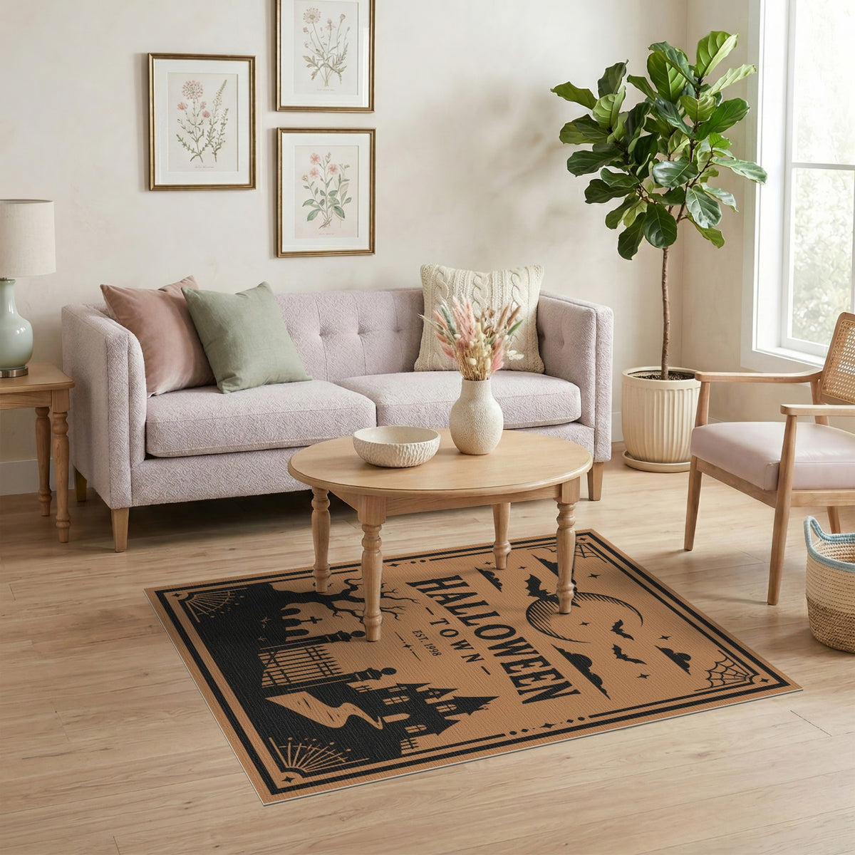 Halloween Town Silhouette Area Rug