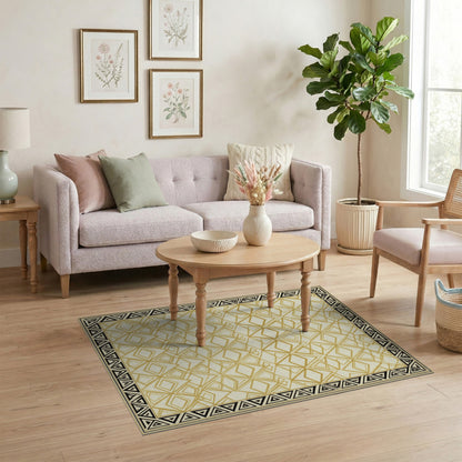 Geometric Modern Gold Geometric Diamond Area Rug