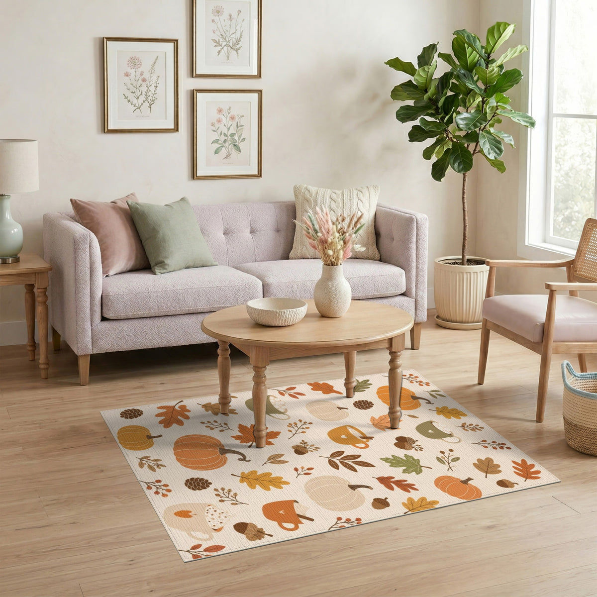 Cozy Autumn Pumpkin Area Rug