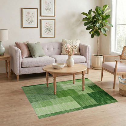 Geometric Modern Lush Green Geometric Block Area Rug