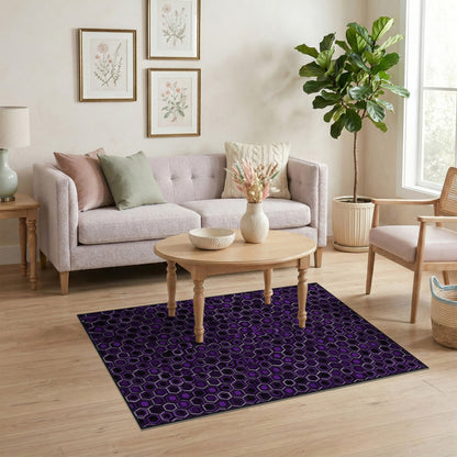 Purple Hexagon Geometric Modern Area Rug