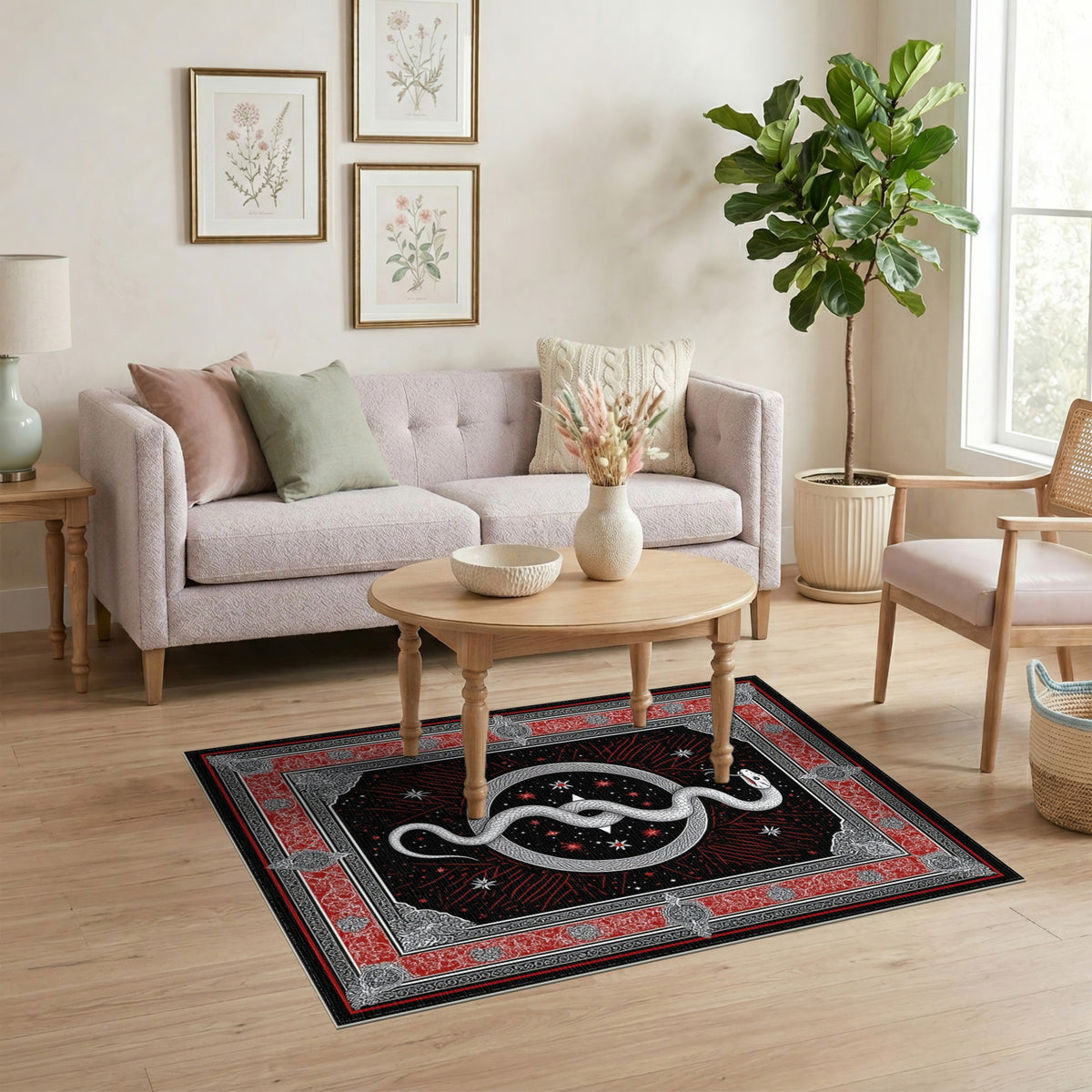 Mystic Serpent Black White Area Rug