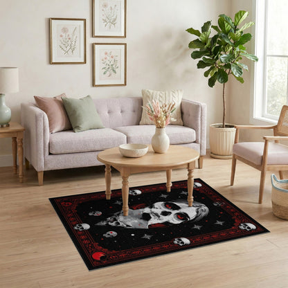 Gothic Skull Woman Black Area Rug