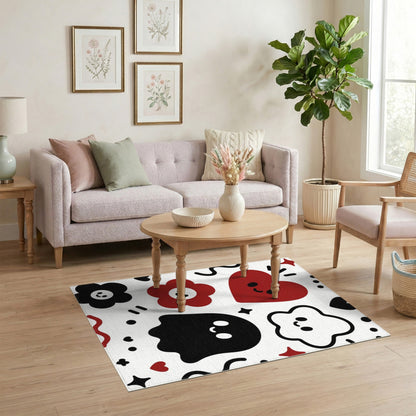 Cute Ghost Heart Kids Cartoon Washable Area Rug