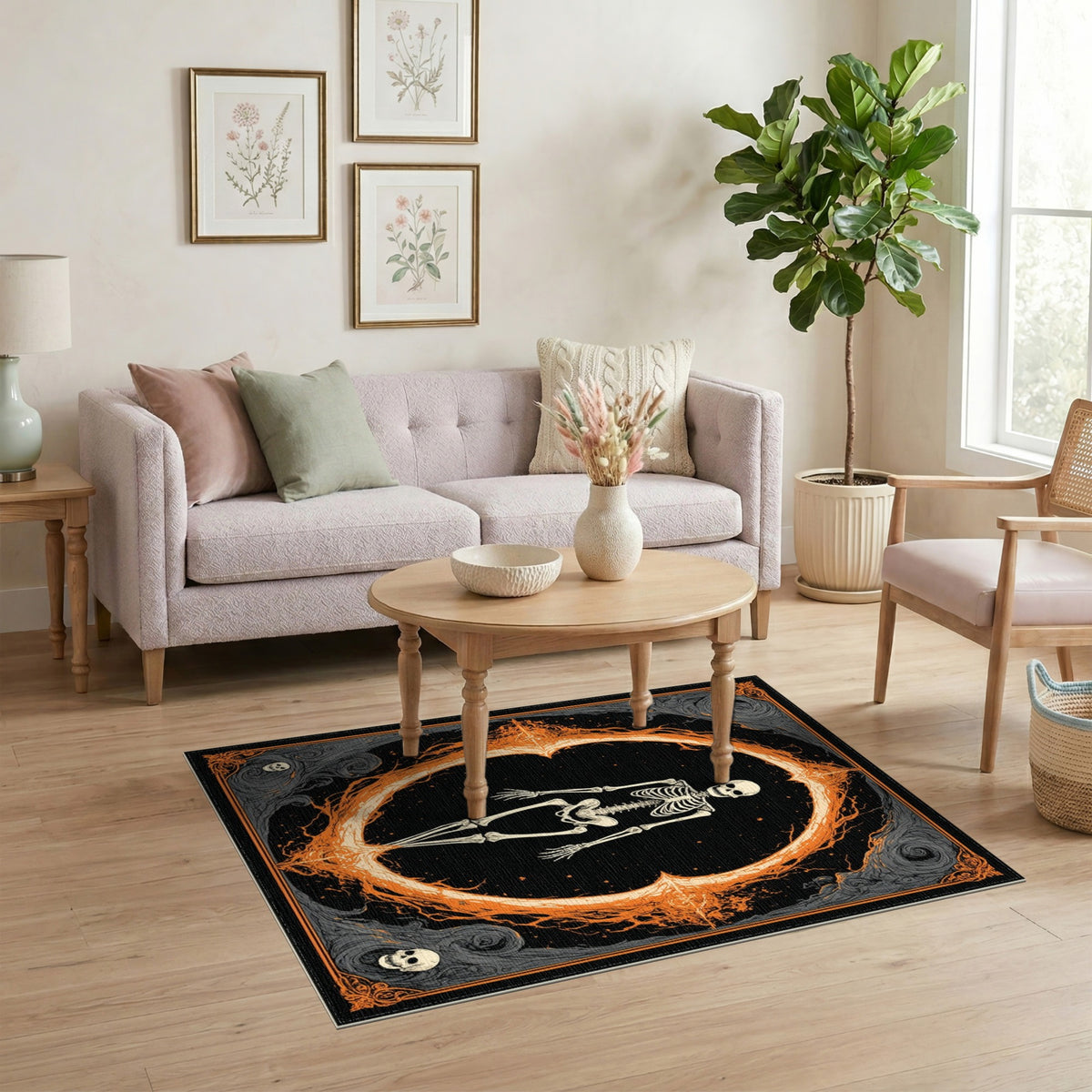 Gothic Skeleton Flame Area Rug