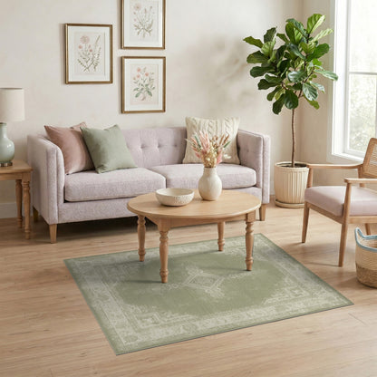 Distressed Vintage Sage Green Distressed Vintage Area Rug