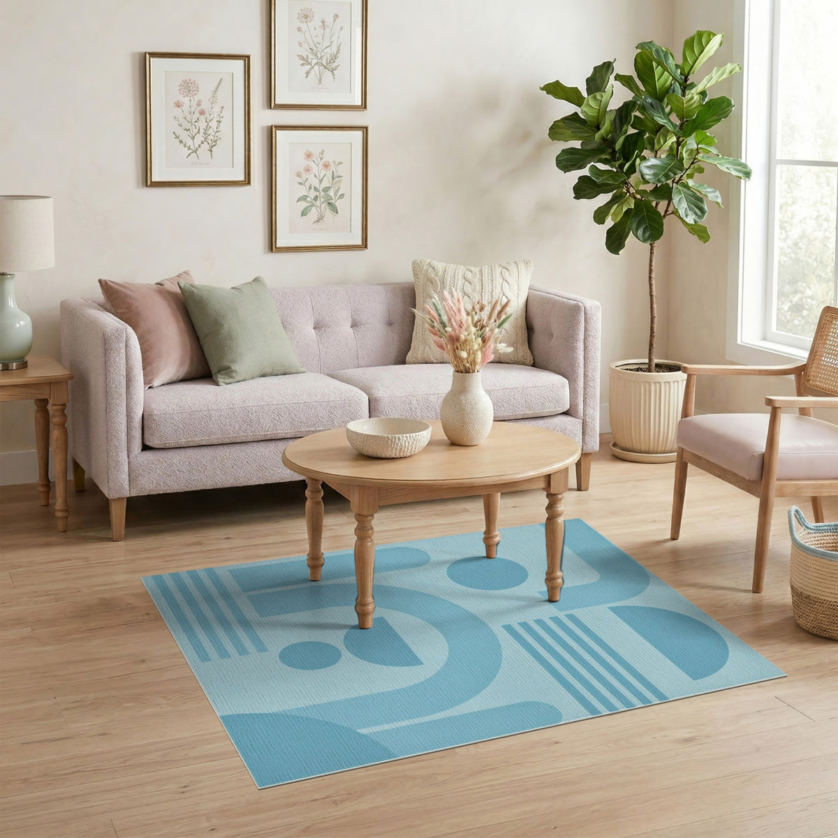 Geometric Modern Blue Geometric Area Rug