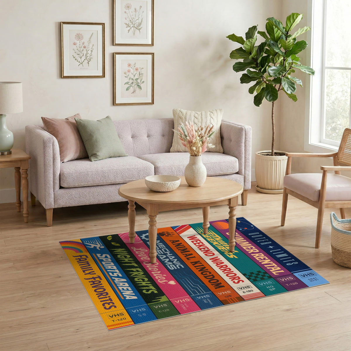 Retro VHS Tape Stack Area Rug