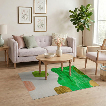 Green Abstract Wavy Area Rug