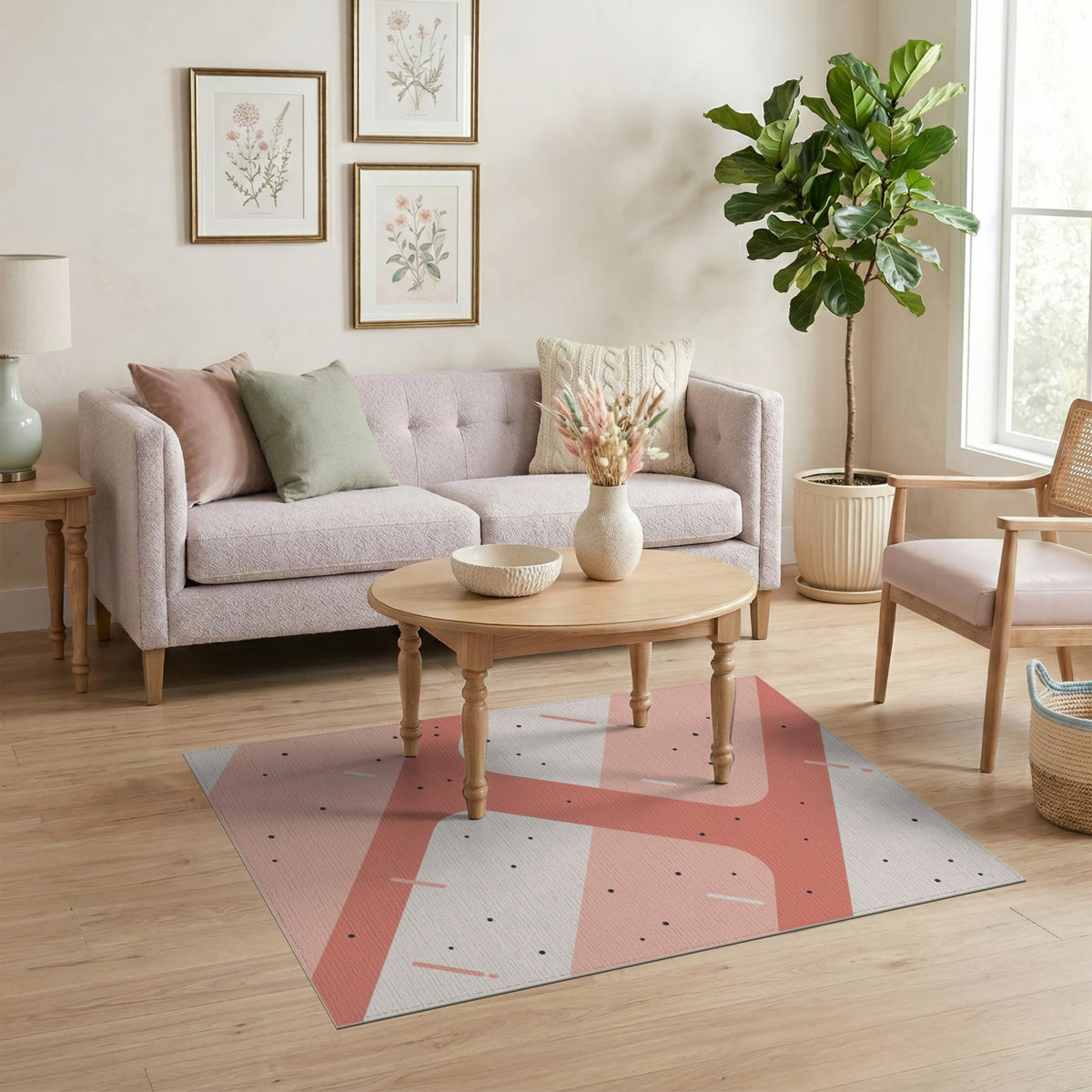 Pink Geometric Modern No. 3 Area Rug