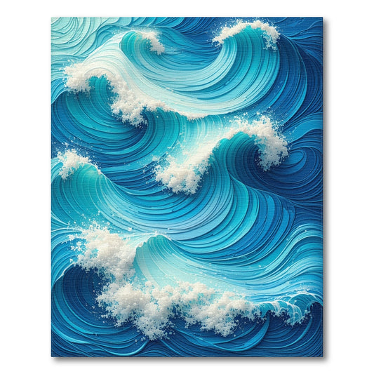 Teal Swirling Wave Crests Rug