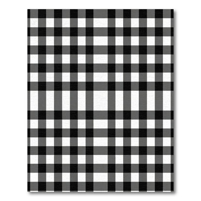 Black White Gingham Plaid Checked Rug