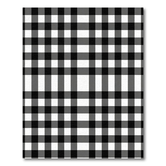 Black White Gingham Plaid Checked Rug