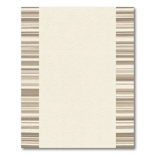 Neutral Toned Horizontal Stripe Border Rug