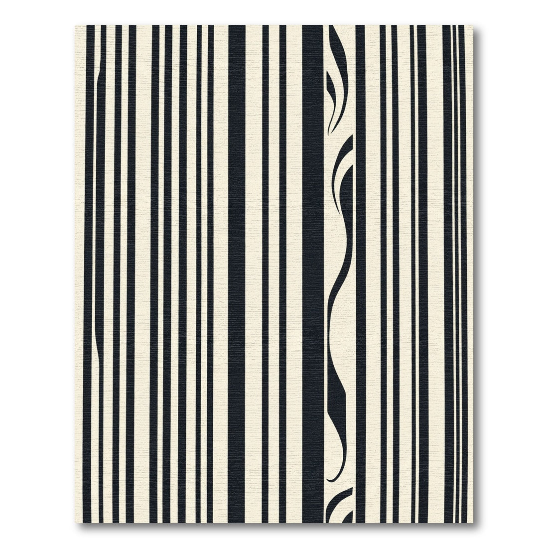 Black and Cream Abstract Stripe Rug