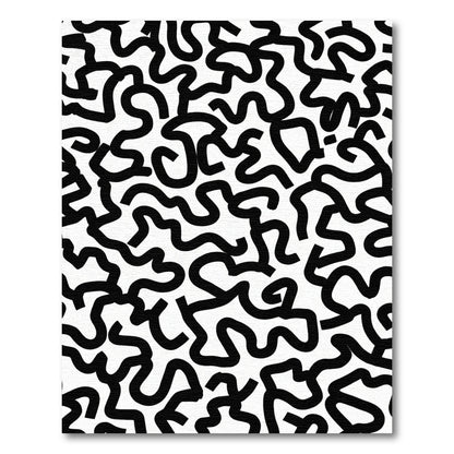 Bold Black Abstract Swirls Rug