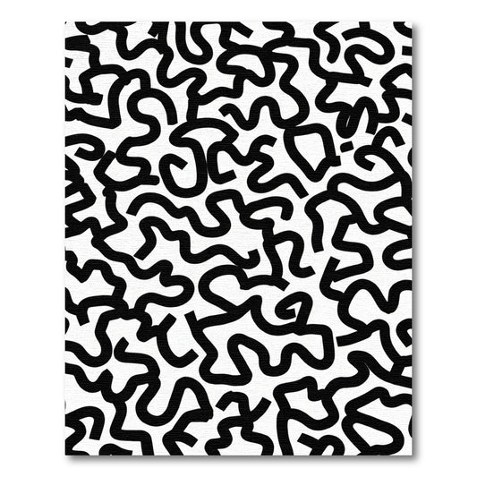 Bold Black Abstract Swirls Rug