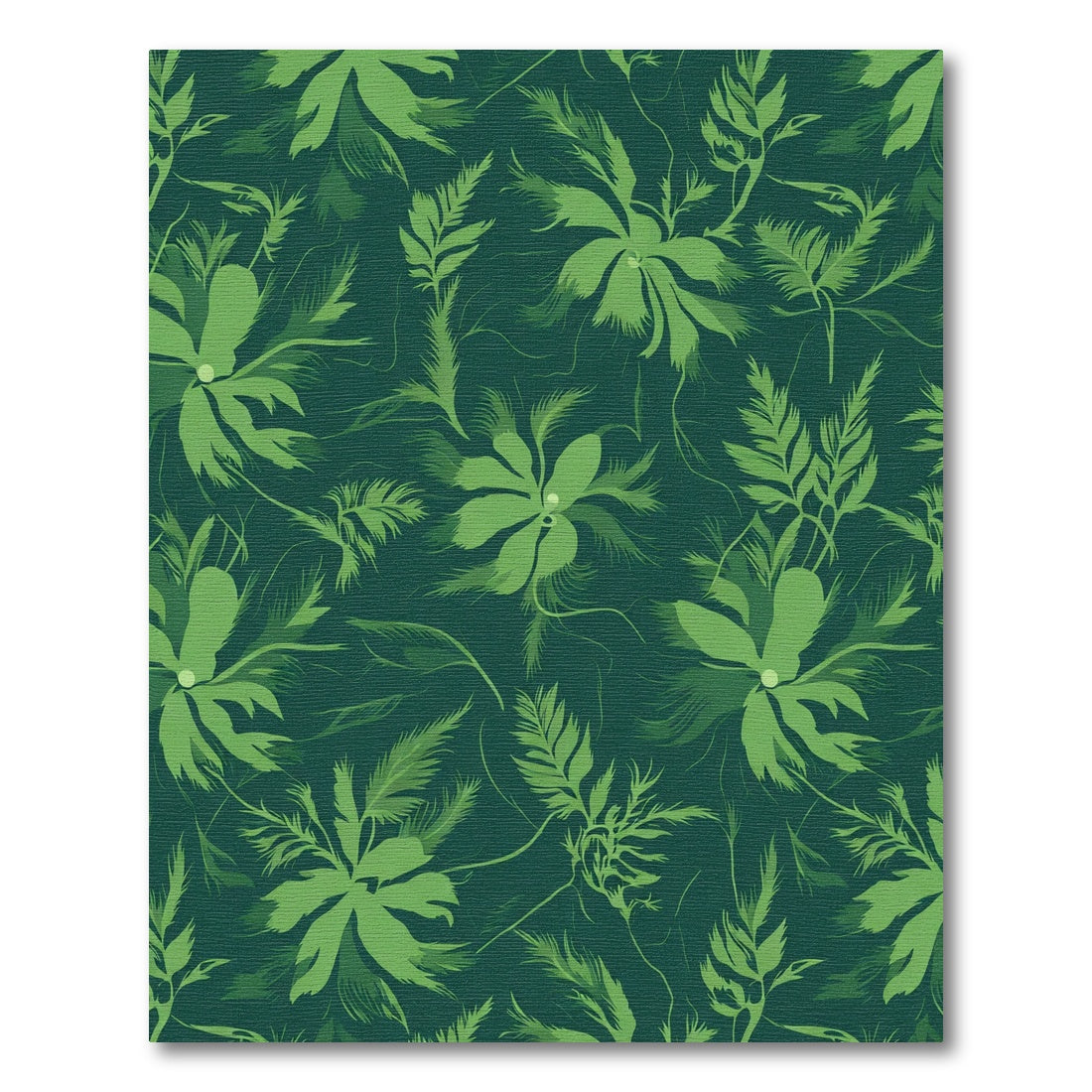 Deep Green Lush Leaf Botanical Rug