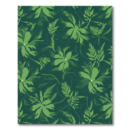 Deep Green Lush Leaf Botanical Rug