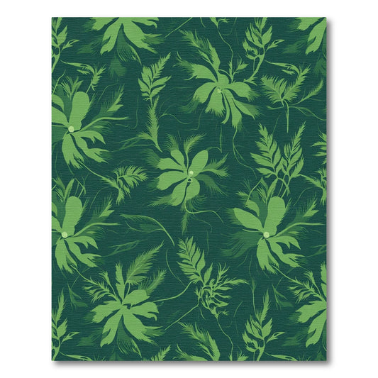 Deep Green Lush Leaf Botanical Rug