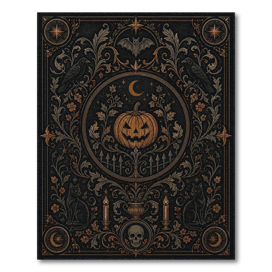 Mystical Pumpkin and Black Cat Area Rug