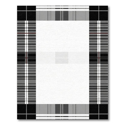 Classic Black Gray Tartan Check Rug