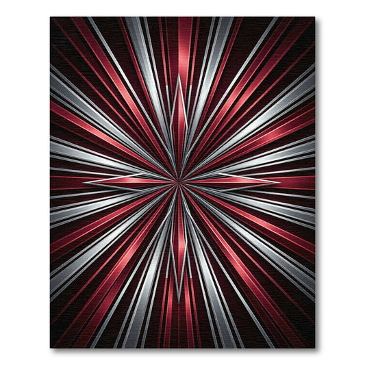 Radiant Red Silver Starburst Rug