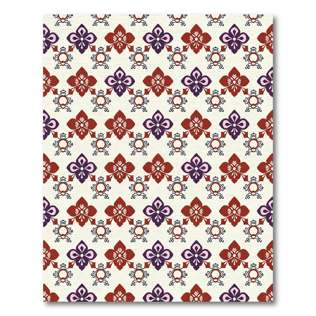 Deep Crimson and Plum Folk Art Floral Rug