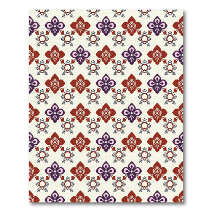 Deep Crimson and Plum Folk Art Floral Rug
