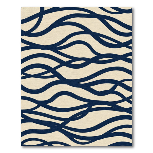 Navy Blue Intertwined Abstract Lines Rug