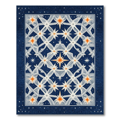 Navy Blue Star Lattice Geometric Area Rug