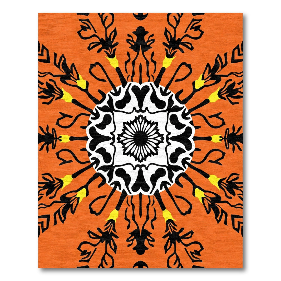 Bold Orange Black Yellow Mandalas Rug