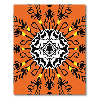 Bold Orange Black Yellow Mandalas Rug