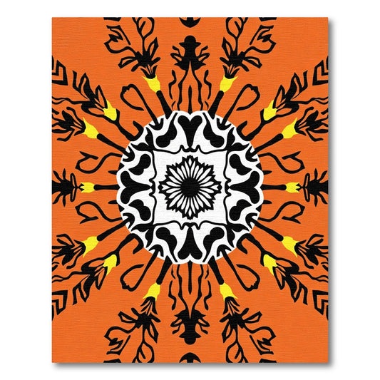 Bold Orange Black Yellow Mandalas Rug