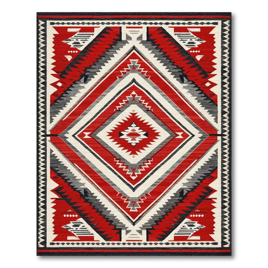 Red Tribal Diamond Area Rug