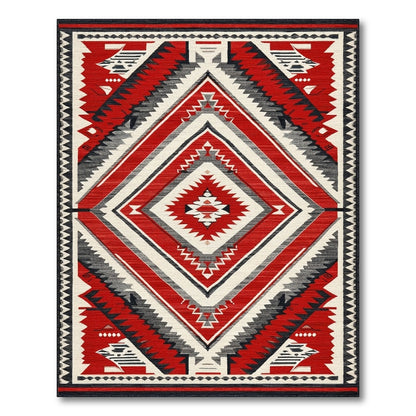 Red Tribal Diamond Area Rug