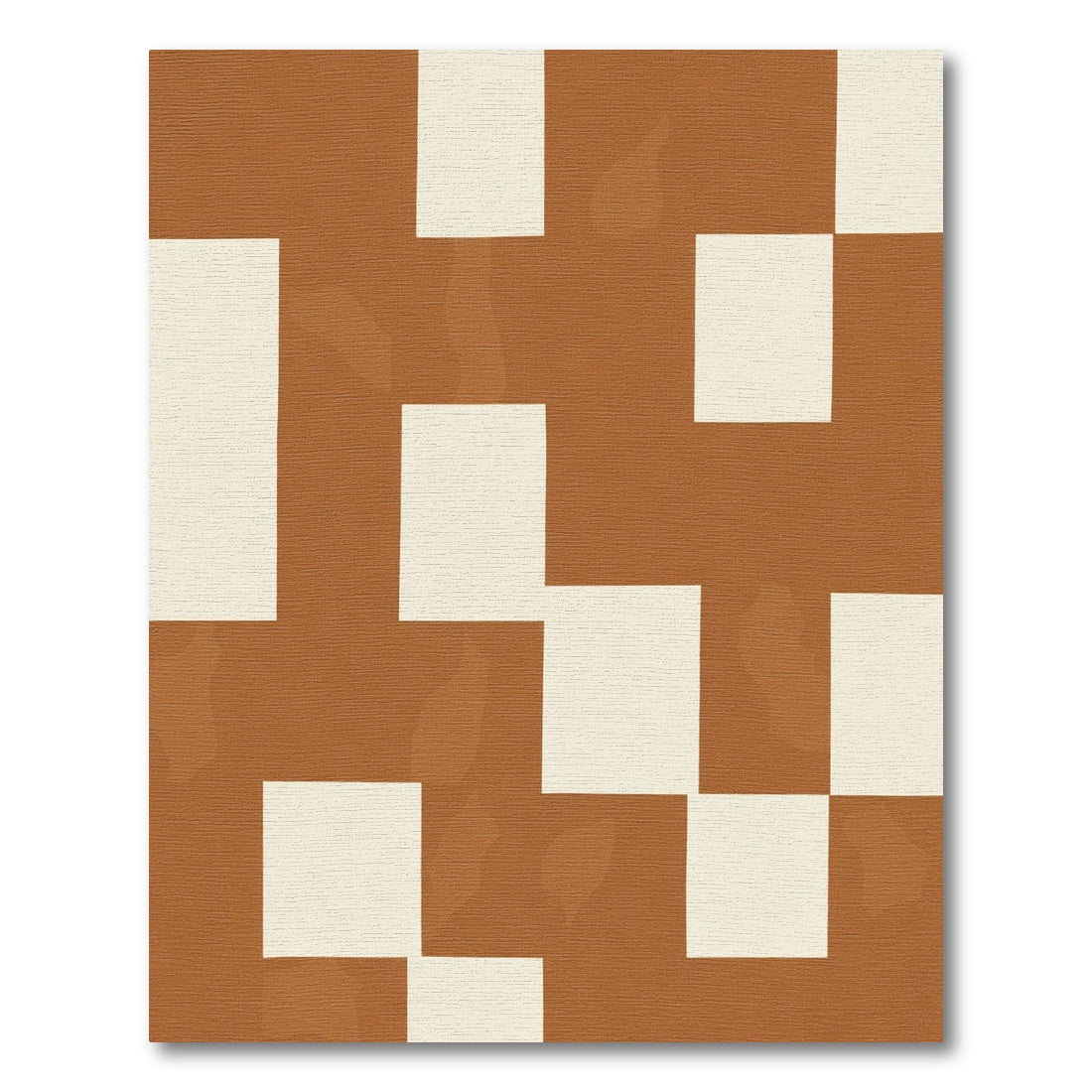 Terracotta Checkerbrush Abstract Squares Rug