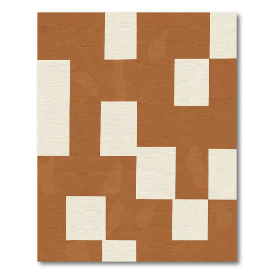 Terracotta Checkerbrush Abstract Squares Rug