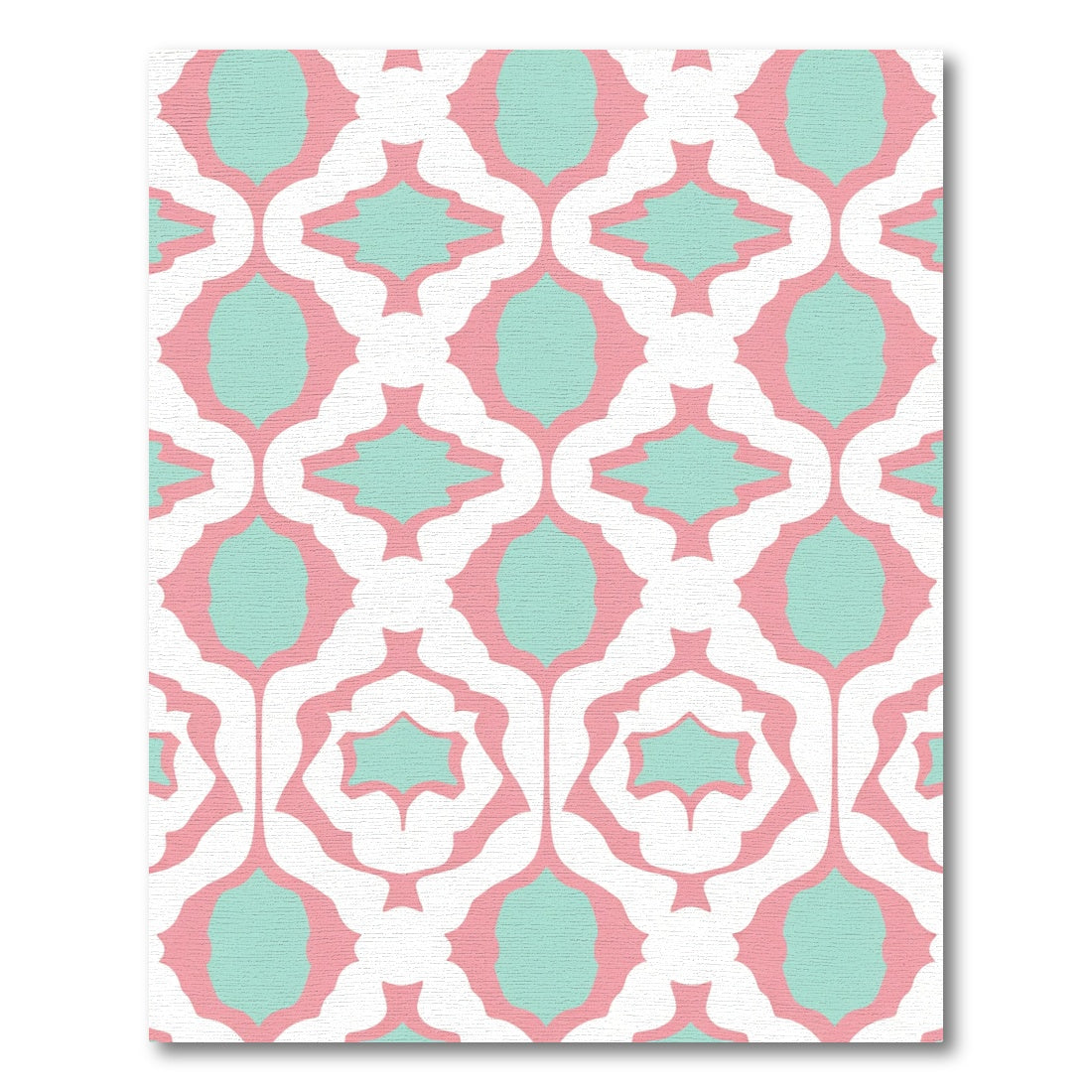 Pink Teal Arabesque Lattice Rug
