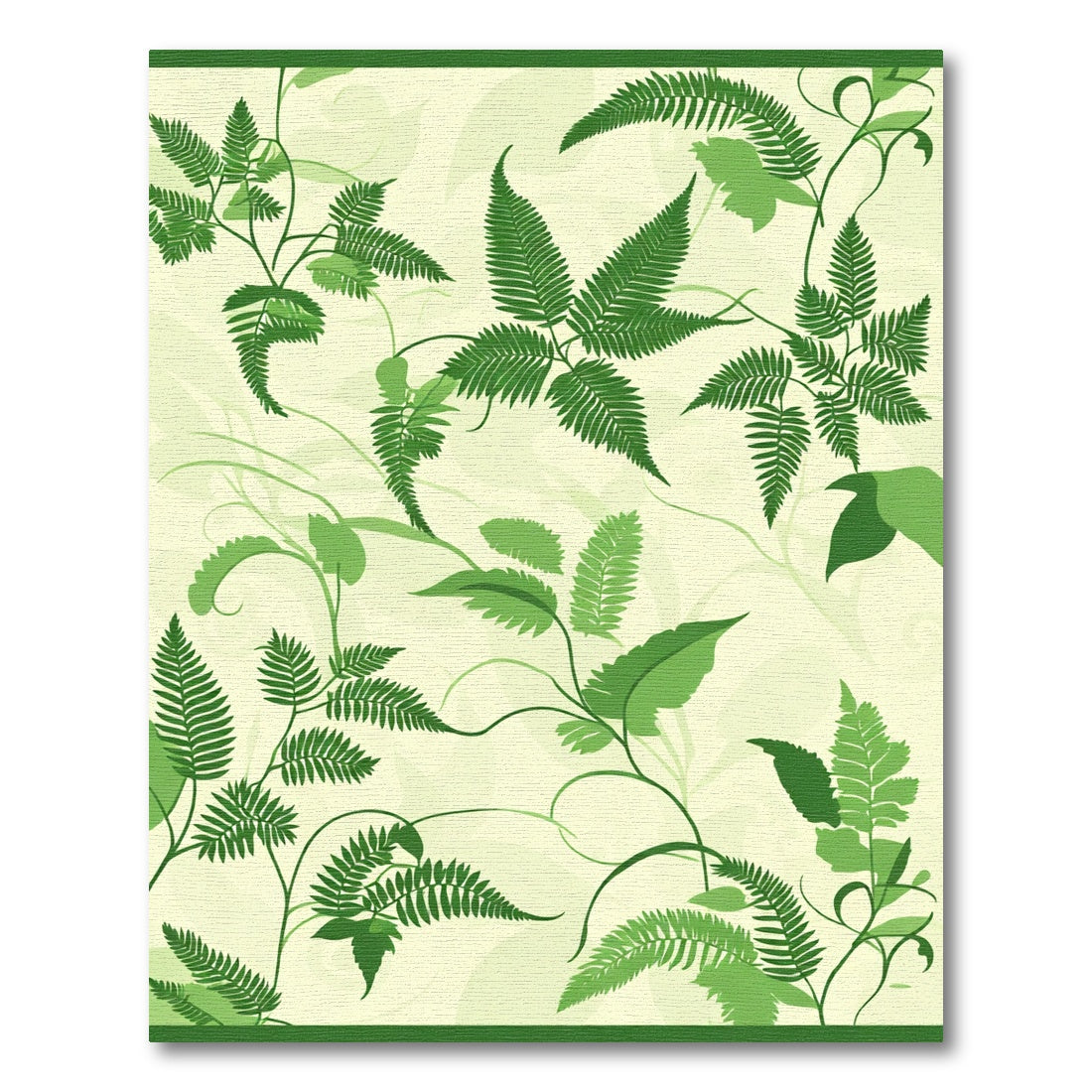 Lush Green Fern Foliage Swirl Rug