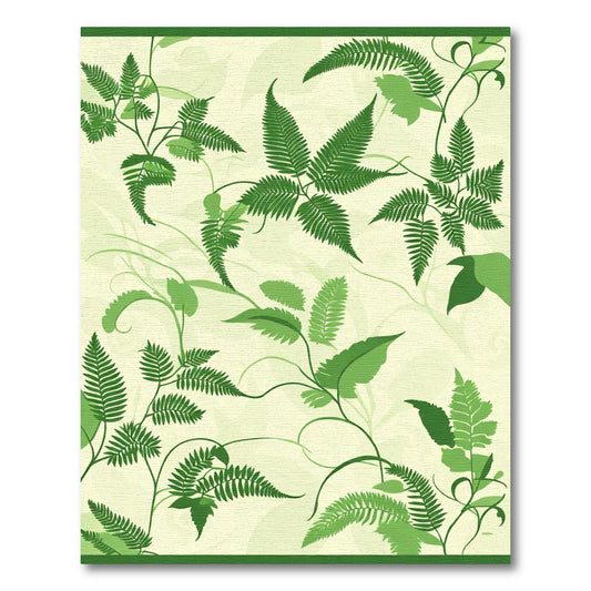 Lush Green Fern Foliage Swirl Rug