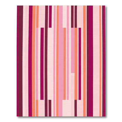 Vibrant Pink Orange Vertical Stripe Rug