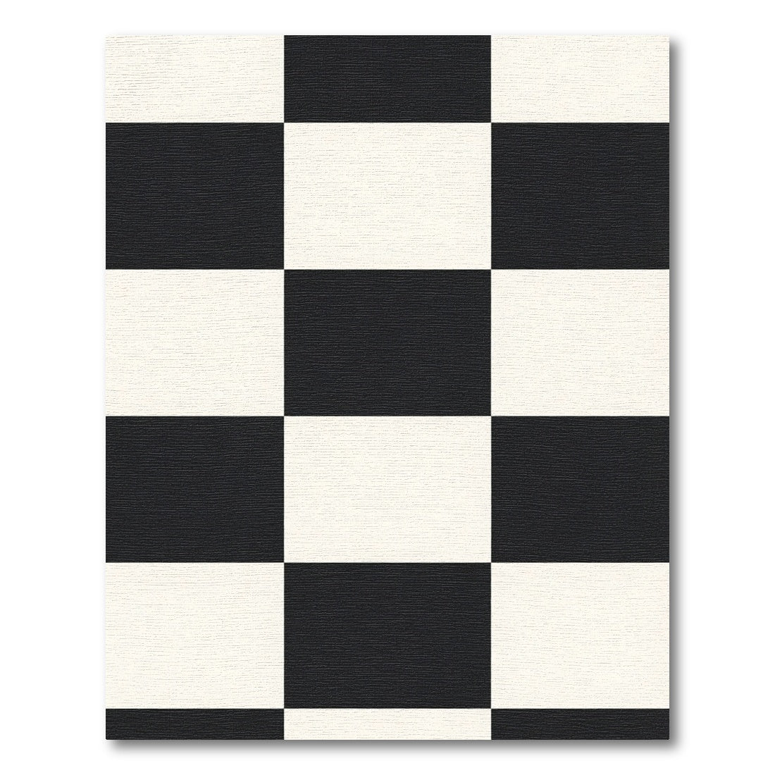 Bold Black White Square Grid Rug