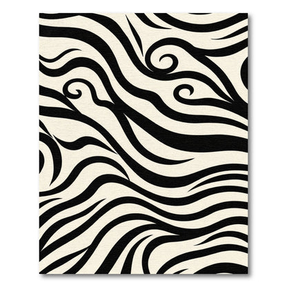 Cream Black Abstract Swirl Rug