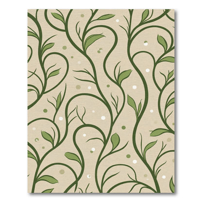 Green Vine Swirls Beige Backdrop Rug
